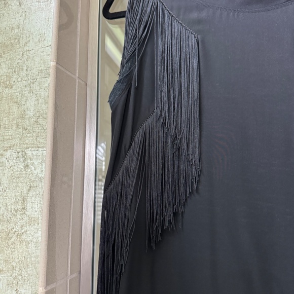 Rebecca Taylor Fringe Dress Black Dress Sheath-size medium - Picture 2 of 5